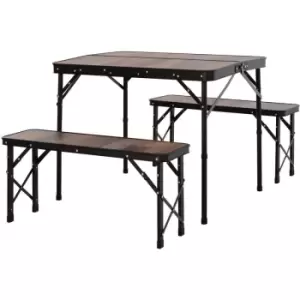 Image of Outsunny - 3 Pcs Picnic Table Set Aluminium Frame Wood Effect Outdoor Folding