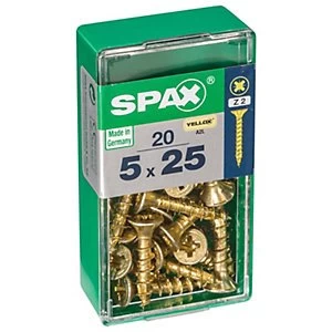 Image of Spax Pz Countersunk Zinc Yellow Screws - 5 X 25mm Pack Of 20
