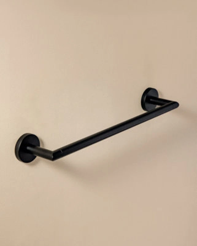 Image of Cosmic Towel Rack, 40Cm, Matt Black, Adhesive Or Screw-In, Hidden Fixings, Anti-Corrosion, Start Collection