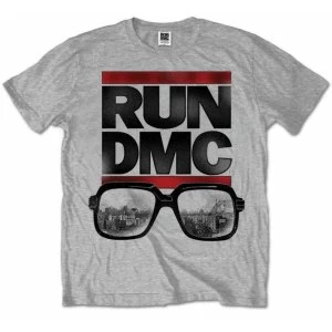 Image of Run DMC Glasses NYC Grey Mens T Shirt: Medium