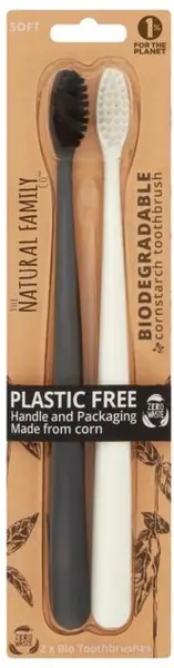 Image of The Natural Family Co Bio Pirate Black & Ivory Desert Soft Toothbrush 2Pcs
