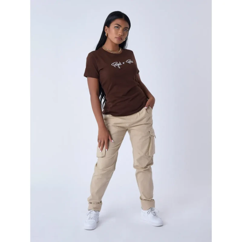 Image of Project X Paris T-Shirt embroidery logo woman Project X Paris Basic Marron Female L