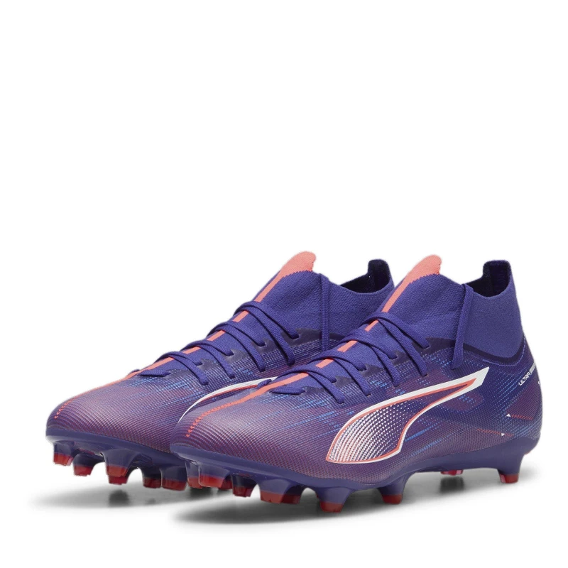 Image of Puma Ultra Match+ Firm Ground Football Boots Mens Purple/Wht/Org male 9 (43)