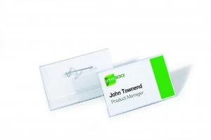 Image of Durable Clear Name Badge With Pin 40x75mm Pack of 100 8008