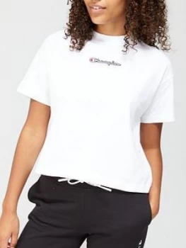 Image of Champion Crew Neck Crop Top - White