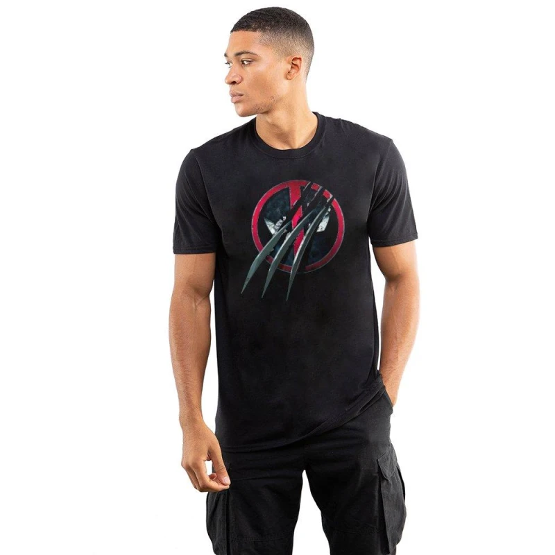 Image of Deadpool Men Wolverine Claws Deadpool T-Shirt in Black Size: Medium Black M Male 5052777042146
