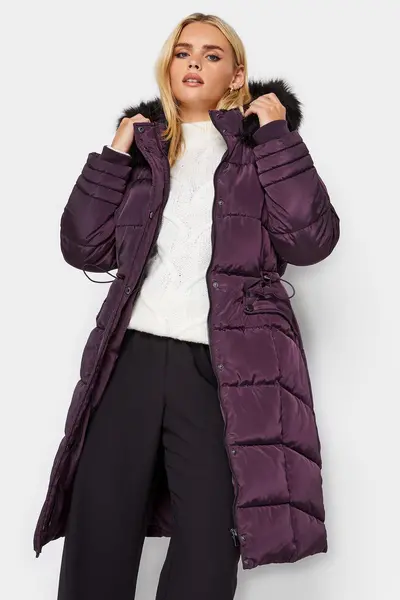Image of PixieGirl Petite Midi Padded Coat Plum