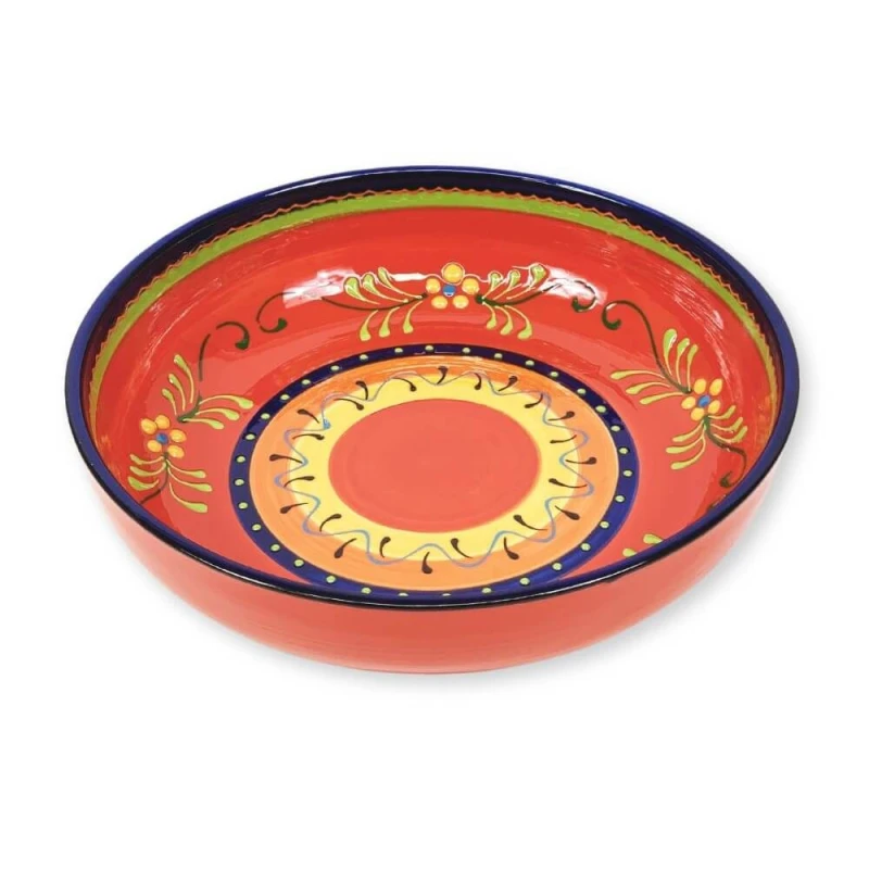 Image of Verano Spanish Ceramics Classic Spanish Hand Painted Kitchen Dining Decor Large Bowl (Diam) 30cm Daisy Chain Multi