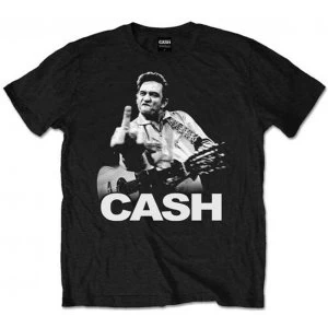 Image of Johnny Cash Finger Mens Small T-Shirt - Black