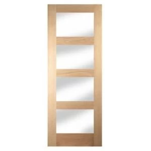 Image of 4 Panel Shaker Oak veneer Internal Door H1981mm W762mm