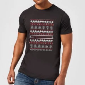 Image of Star Wars On The Naughty List Pattern Mens Christmas T-Shirt - Black - M