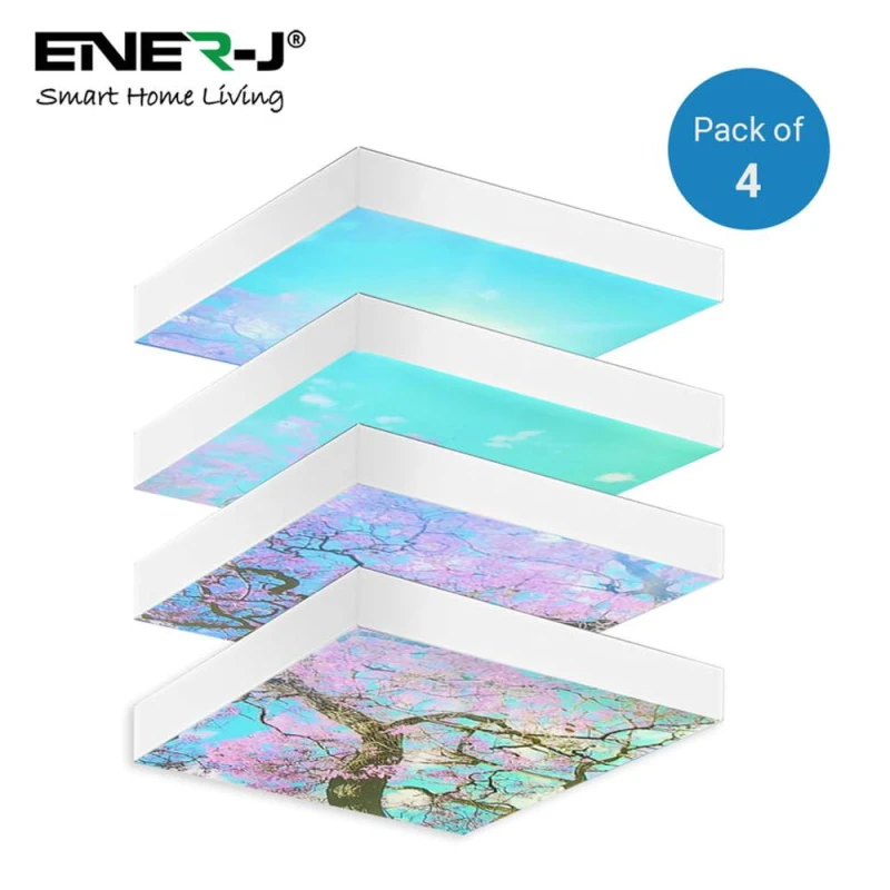 Image of ENER-J LED Sky Cloud with Cherry Blossom Trees 60x60cms set of 4 in White Size: 60x60cm White Unisex 60x60 cm