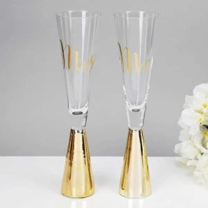 Image of Always & Forever Set of 2 Gold Mr & Mrs Prosecco Flutes