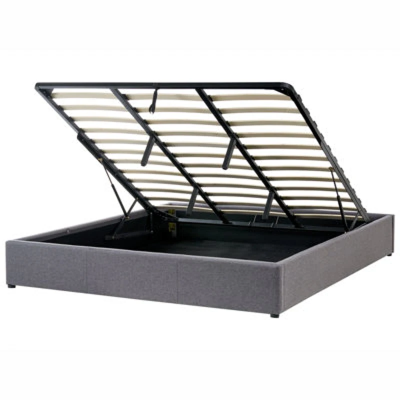 Image of Beliani Ottoman Bed Without Headboard Fabric Dinan 180 X 200 Cm (Eu Super King) Dark Grey