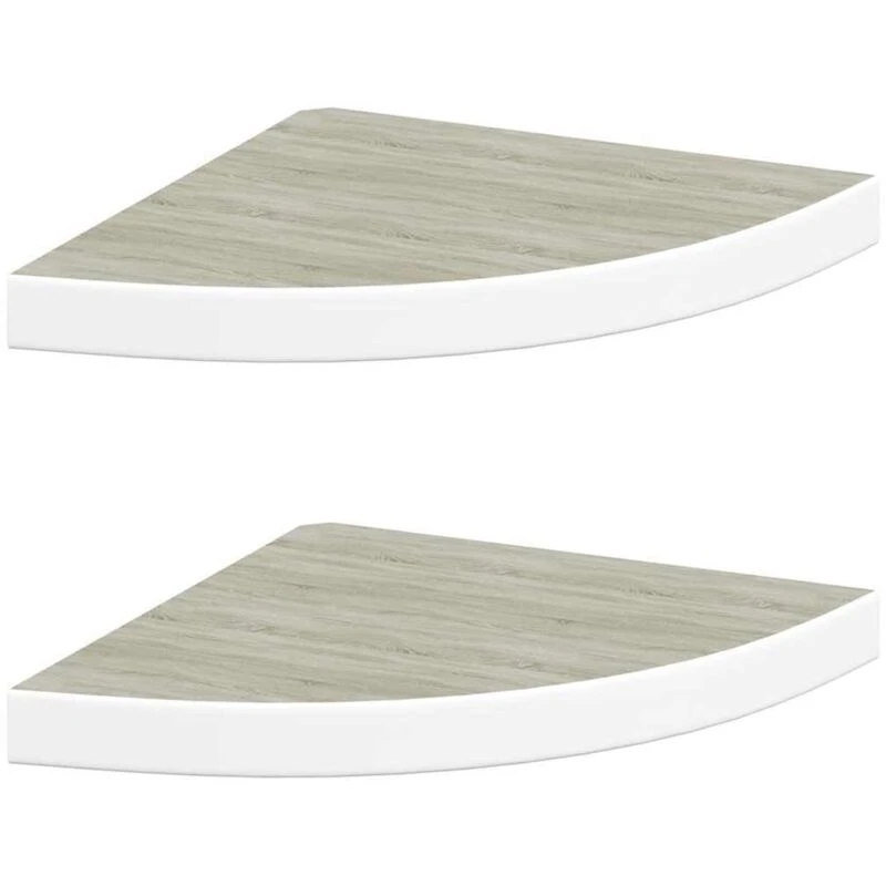 Image of VIDAXL Vidaxl - Wall Corner Shelves 2 pcs Oak and White 35x35x3.8cm mdf 8720286417416