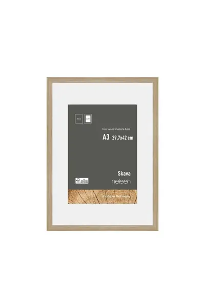Image of Nielsen Skava A3 Wooden Picture Frame With A4 Mount & Glass Front Light Oak