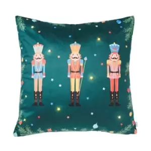 Image of Catherine Lansfield Christmas Nutcracker Light Up Cushion, Wood