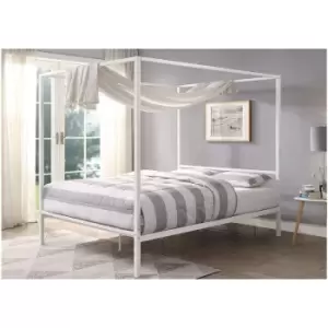 Image of Chalfont White Four Poster Metal Small Double Bed Frame 4ft - White