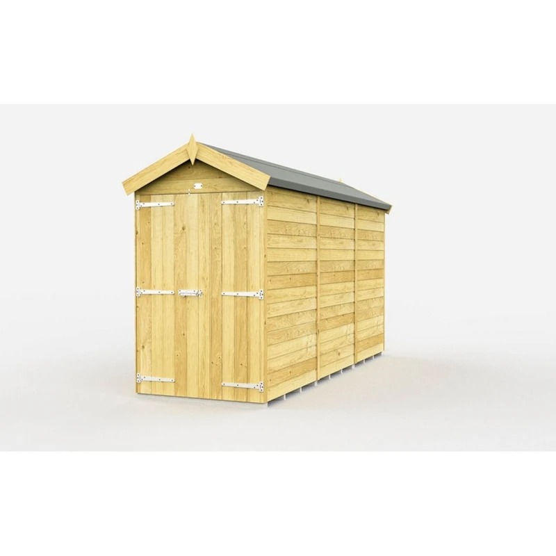 Image of Buttercup Farm 4 x 11 Feet Apex Shed - Double Door W/O Window - L329 x W118 x H217cm in Brown Brown Unisex