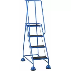 Image of Loops - 4 Tread Mobile Warehouse Steps blue 1.68m Portable Safety Ladder & Wheels