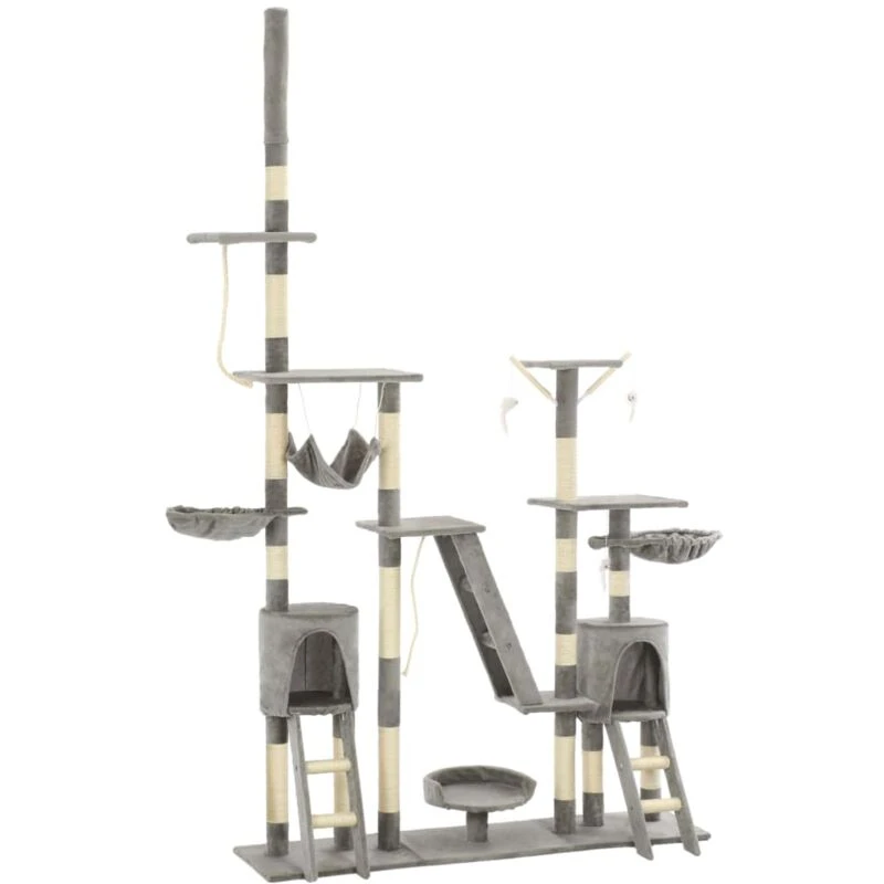 Image of VIDAXL Cat Tree with Sisal Scratching Posts 230-250cm Grey vidaXL 8718475600176