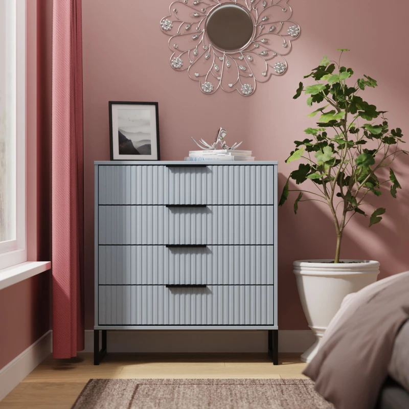 Image of Ready Assembled 2 U Menai 4 Drawer Chest (Ready Assembled) in Light Blue Size: Medium Light Blue Unisex Medium