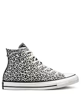 Image of Converse Chuck Taylor All Star Hi Top Trainers - Leopard Print, Leopard Print, Size 5, Women