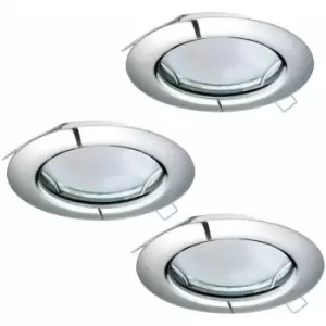 Image of 3 PACK Flush / Recessed Ceiling Downlight Chrome Steel 3 x 3W GU10 Bulb