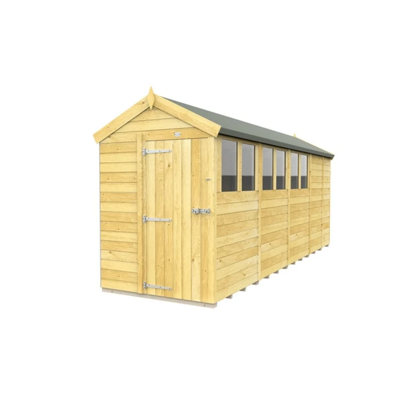 Image of Buttercup Farm 5 x 17 Feet Apex Shed - Single Door W/ Windows - L503 x W147 x H217cm in Brown Brown Unisex