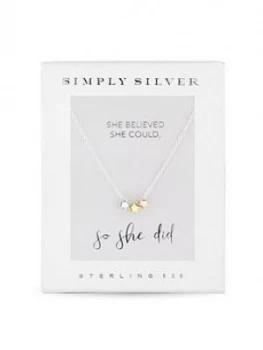 Image of Simply Silver Sterling Silver Tri-Tone Triple Star Necklace Gift Boxed