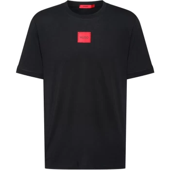 Image of Hugo Diragolino Red Patch Logo T-Shirt Black
