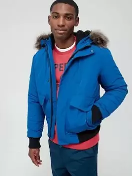 Image of Superdry Everest Bomber Parka Jacket - Blue , Navy Size M Men