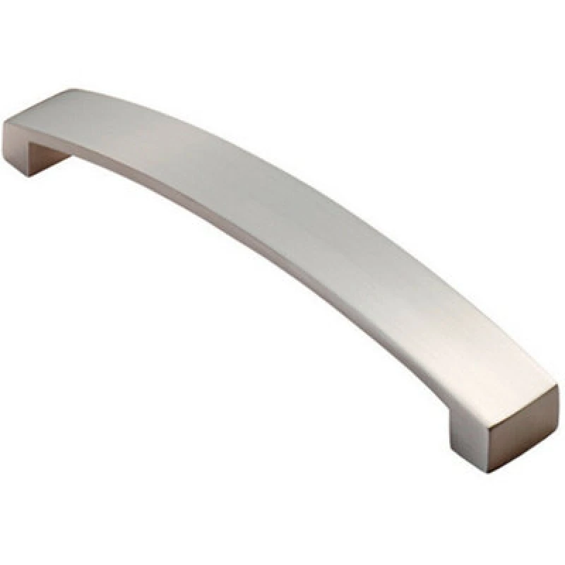 Image of Loops Flat Curved Bow Pull Handle 238 x 25mm 224mm Fixing Centres Satin Nickel Metallics unisex