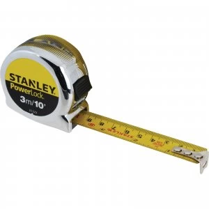 Image of Stanley Classic Powerlock Tape Measure Imperial & Metric 33ft / 10m 25mm