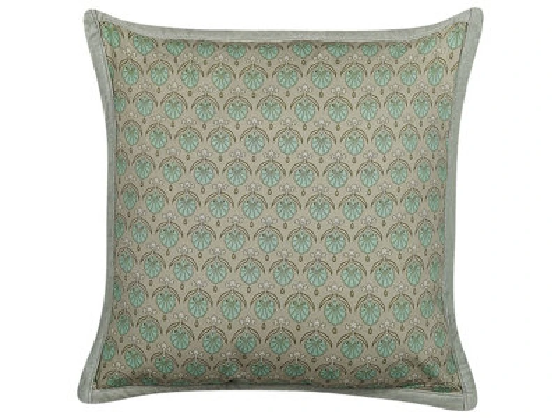 Image of Beliani Throw Cushion Pictus Velvet 45 X 45cm Green Plant Pattern