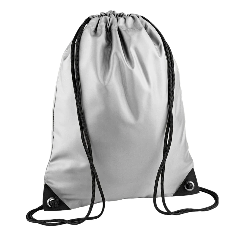 Image of Bagbase Premium Nylon Drawstring Bag Silver unisex