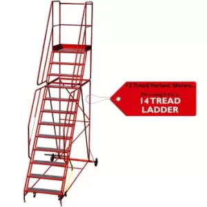 Image of 14 Tread HEAVY DUTY Mobile Warehouse Stairs Anti Slip Steps 4.15m Safety Ladder