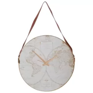 Image of Premier Housewares Fifty Five South Celina Wall Clock with Gold Map Design