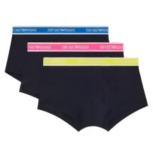 Image of EMPORIO ARMANI 3 Pack Stretch Cotton Trunks - Blue