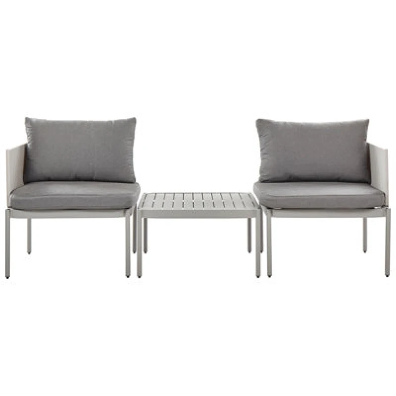 Image of Beliani Garden Lounge Set With Table 2 Seater Terracina Metal Light Grey