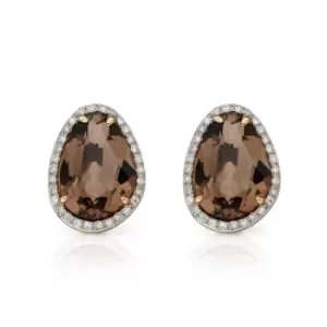 Image of JG Signature 9ct Gold Smoky Quartz & Diamond Irregular Earrings