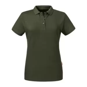 Image of Russell Womens/Ladies Pure Organic Polo (S) (Dark Olive)