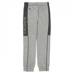 Image of Lacoste Logo Stripe Jogging Bottoms - Grey/Black
