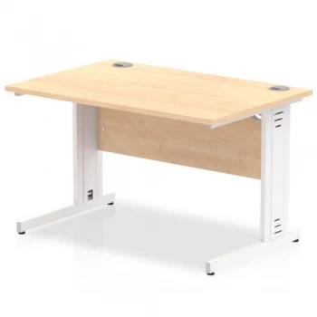 Image of Trexus Rectangular Desk White Cable Managed Leg 1200x800mm Maple Ref
