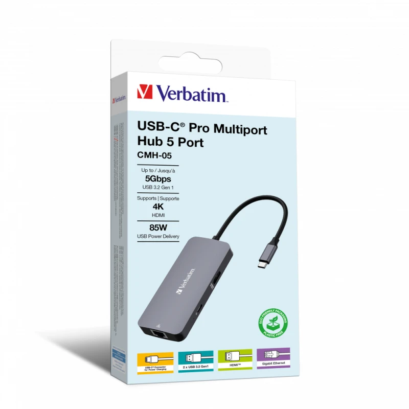 Image of Verbatim CMH-05 USB Type-C 5000 Mbps Silver