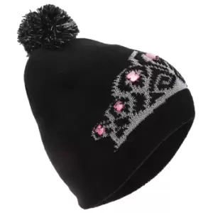 Image of FLOSO Womens/Ladies Tiara Pattern Winter Beanie Bobble Hat (One Size) (Black)