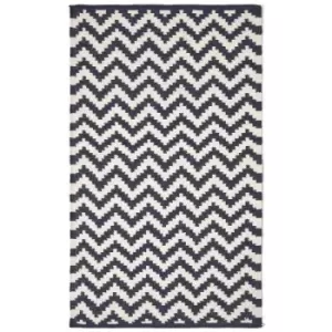 Image of Casablanca Handwoven Zig Zag Pattern Dark Blue and White 100% Cotton Kilim Rug, 90 x 150cm - Blue - Homescapes