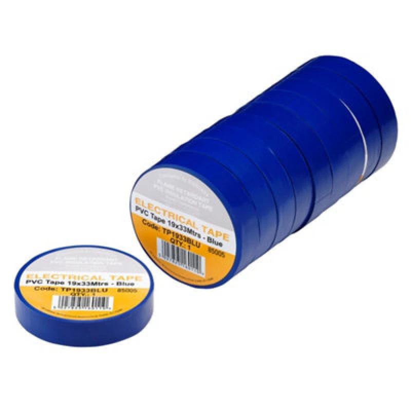Image of Draper PVC Electrical Insulation Tape Pack of 10 Blue 19mm 33m TP1933BLU