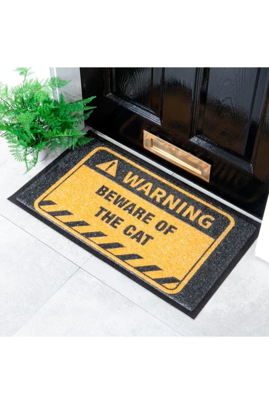 Image of Native Natural Beware Of The Cat Doormat (70 X 40Cm)