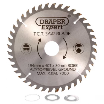 Image of Draper Expert TCT Saw Blade 184 x 30 40 Tooth